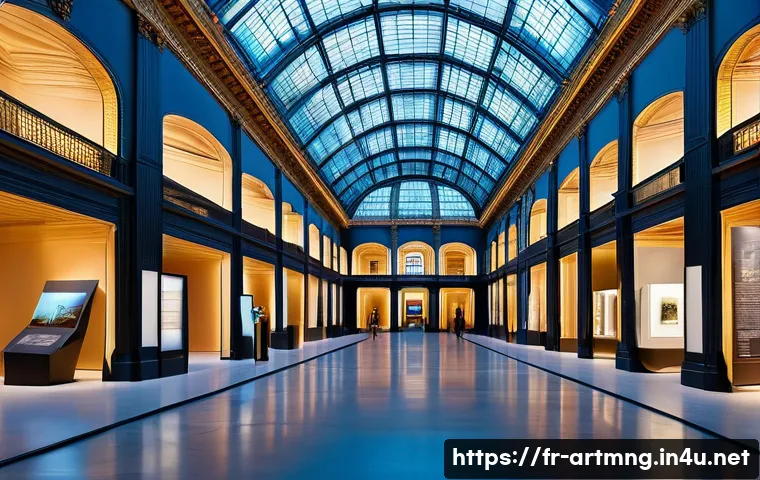 예술경영과 지속 가능 경영 사례 - A modern museum interior showcasing energy-efficient LED lighting and smart thermal regulation syste...